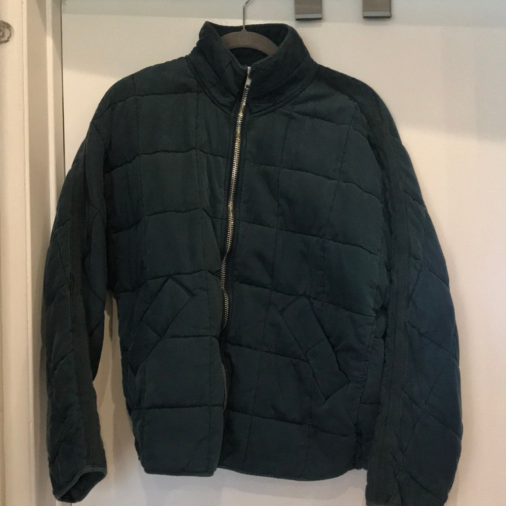 Teal free people oversized quilted jacket